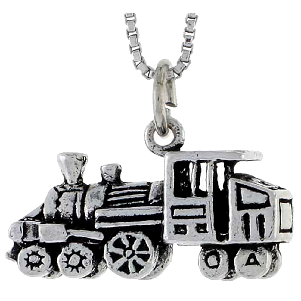 Sterling Silver Early Locomotive Charm, 1/2 inch tall