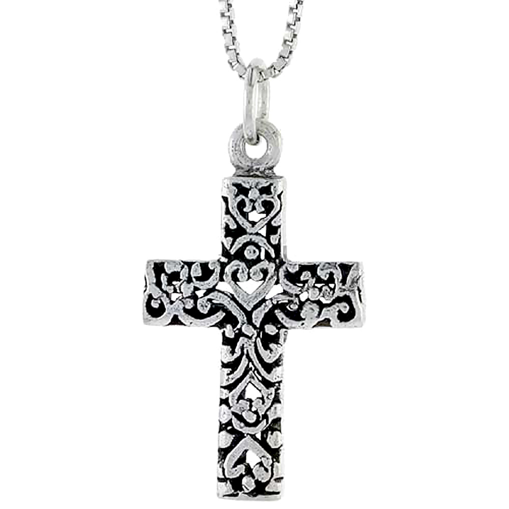 Sterling Silver Filigree Cross Charm, 1 inch tall