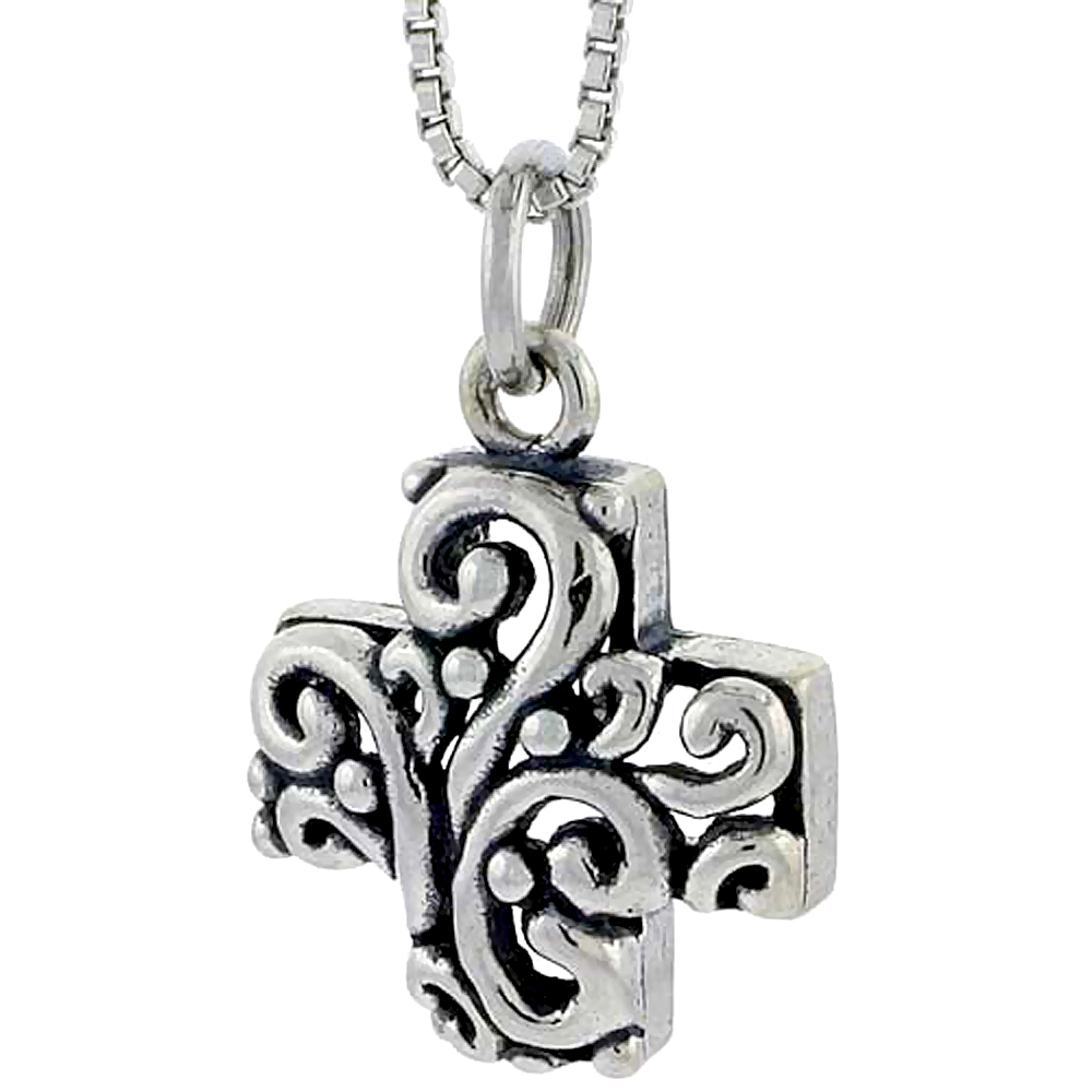 Sterling Silver Filigree Greek Cross Charm, 5/8 inch tall