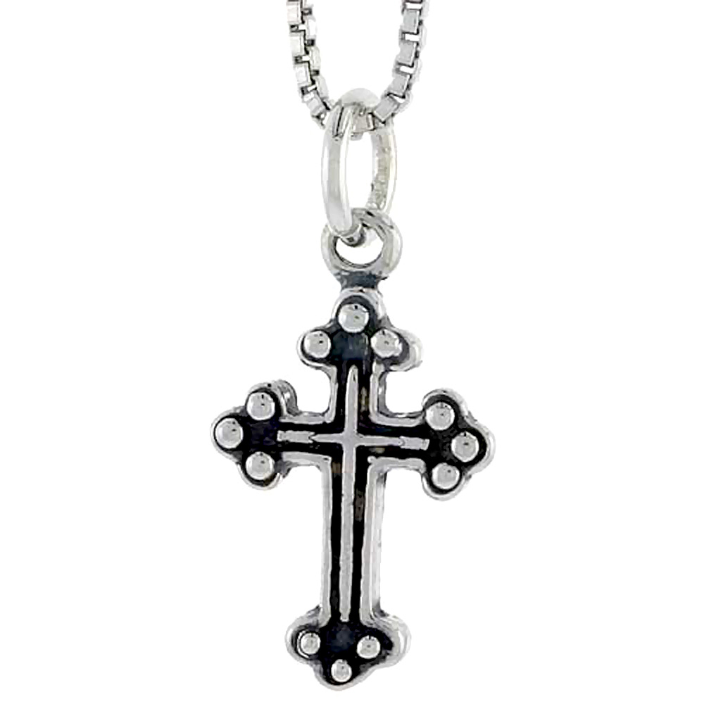 Sterling Silver Gyronny Cross Charm, 5/8 inch tall