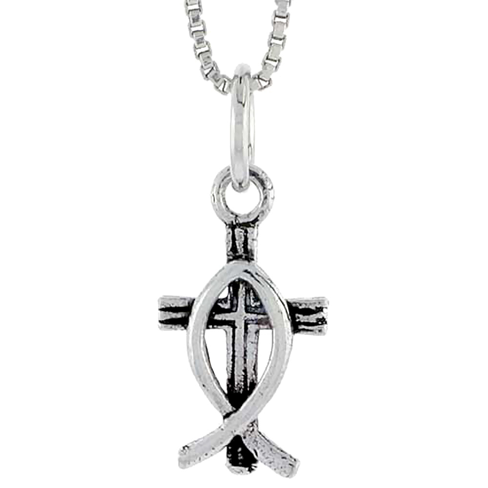 Sterling Silver Fishermans Cross Charm, 1/2 inch tall