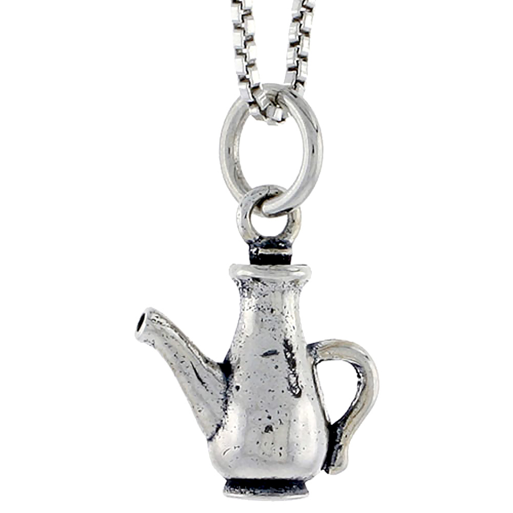 Sterling Silver Coffee Pot Charm, 1/2 inch tall