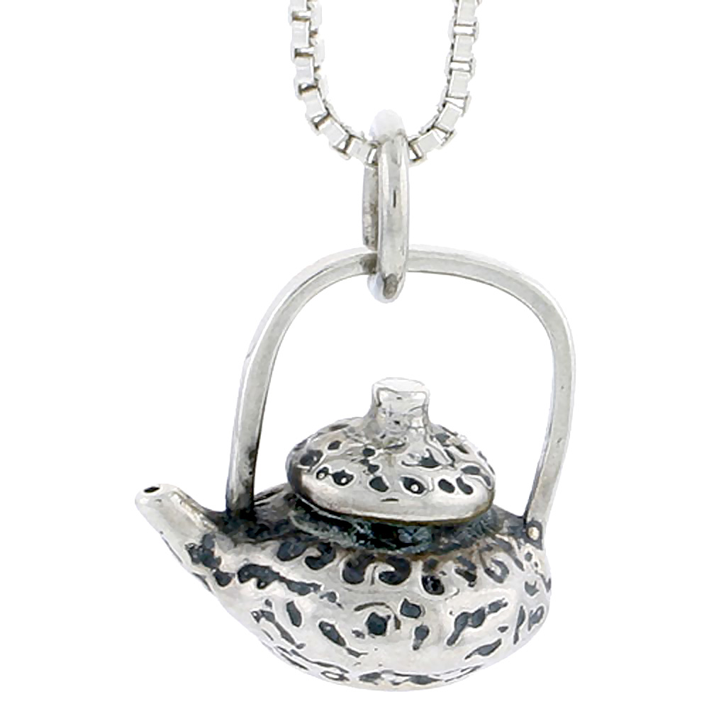 Sterling Silver Tea Pot Charm, 5/8 inch tall