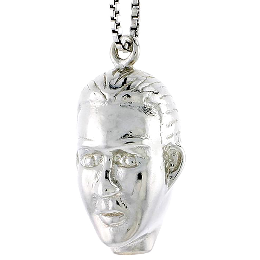 Sterling Silver Man's Head Charm, 3/4 inch tall