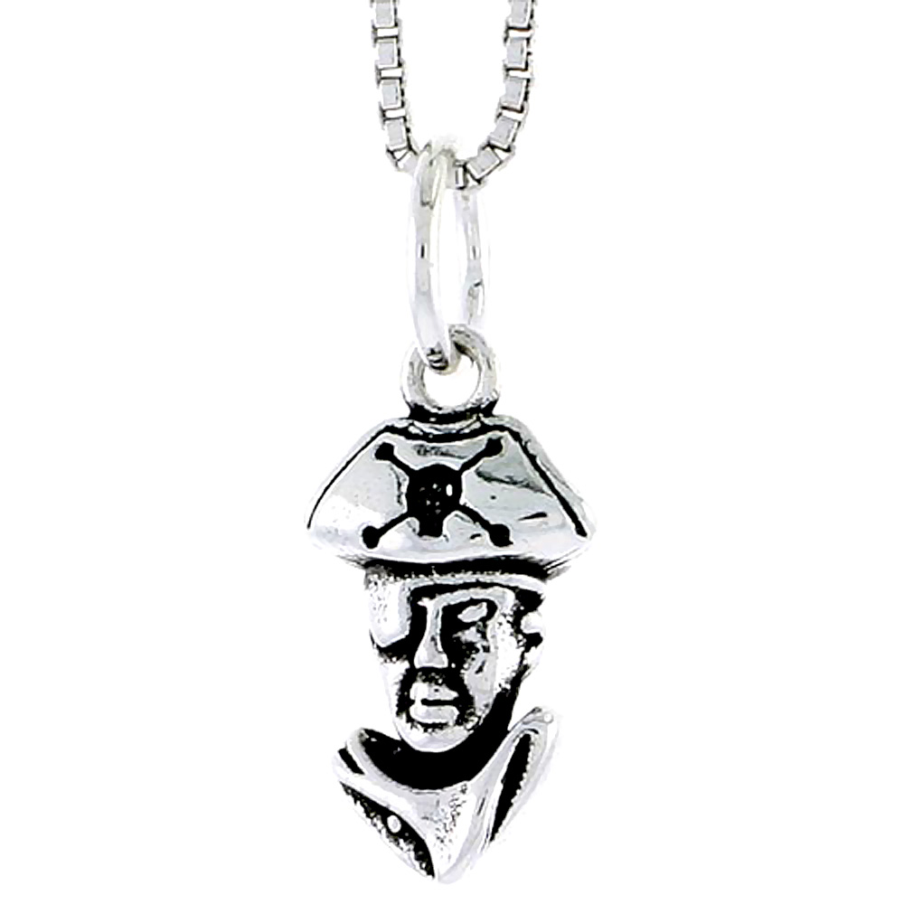 Sterling Silver Pirate Charm, 1/2 inch tall