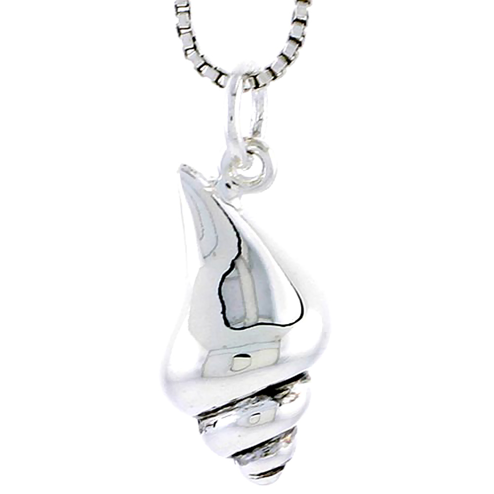 Sterling Silver Sea Snail Shell Charm, 3/4 inch tall