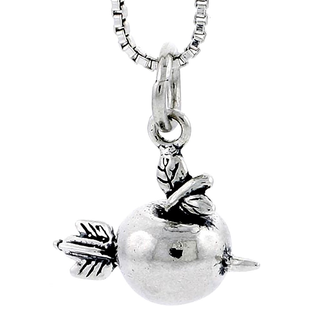 Sterling Silver Apple & Arrow Charm, 1/2 inch tall