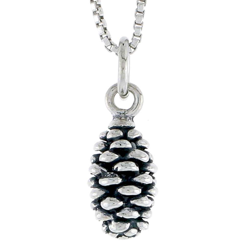 Sterling Silver Pine Cone Charm, 1/2 inch tall