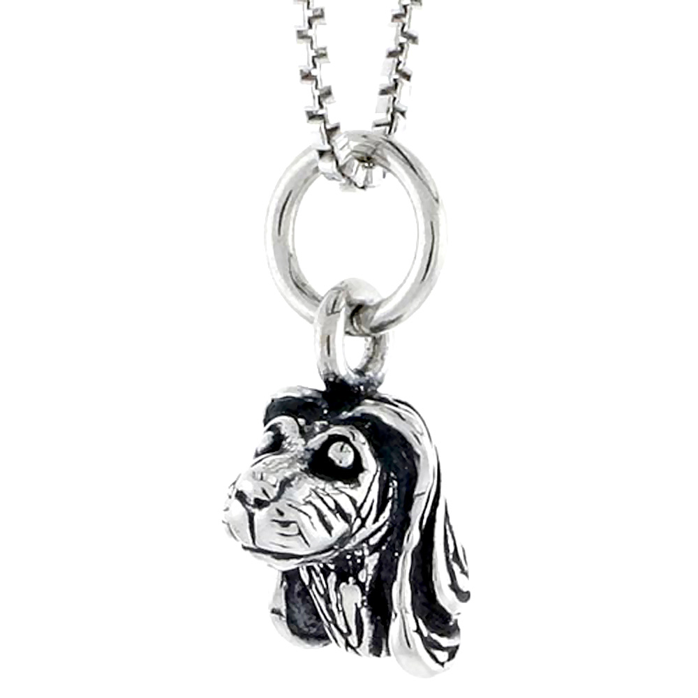 Sterling Silver Spaniel Dog Head Charm, 3/8 inch tall