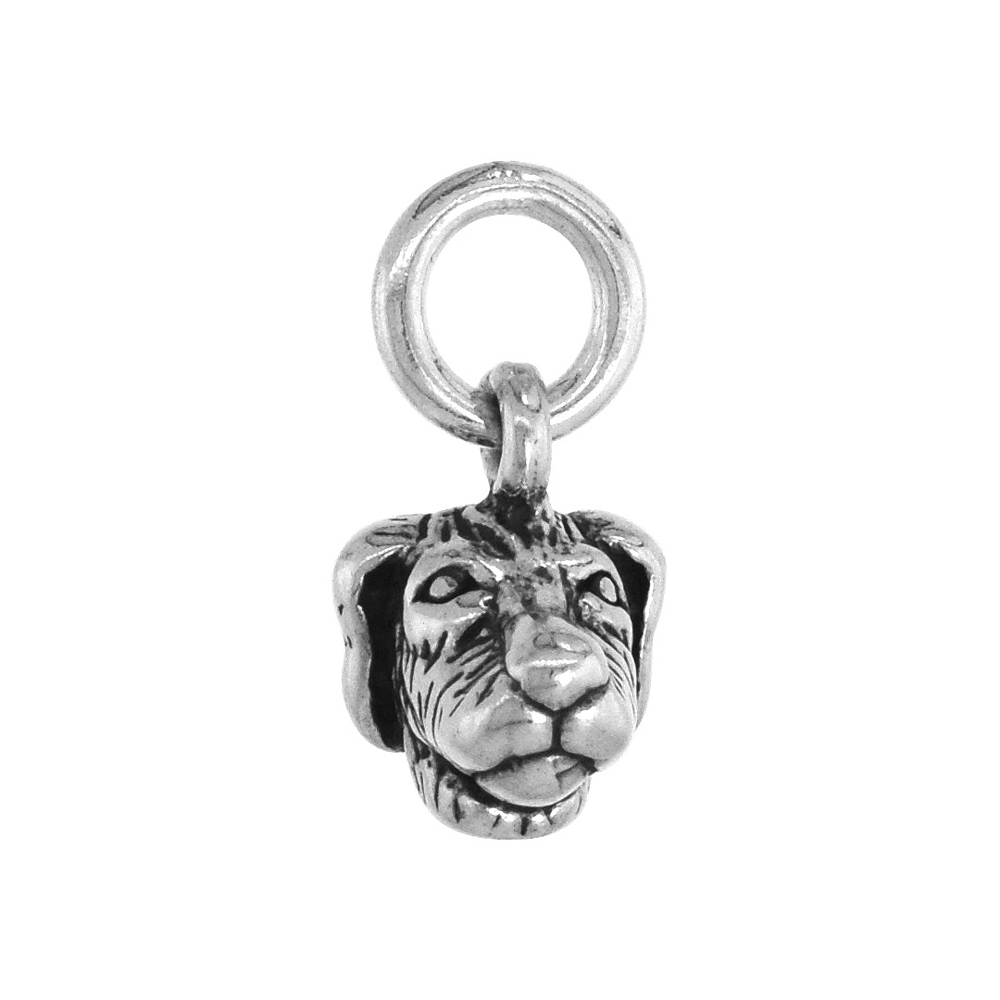 Sterling Silver Spaniel Dog Head Charm, 3/8 inch tall