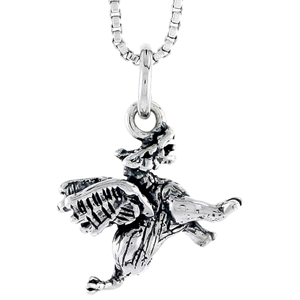 Sterling Silver Winged Dragon Charm, 1/2 inch tall