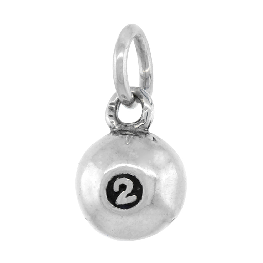 Sterling Silver Billiards 2 Ball Charm, 5/16 inch tall