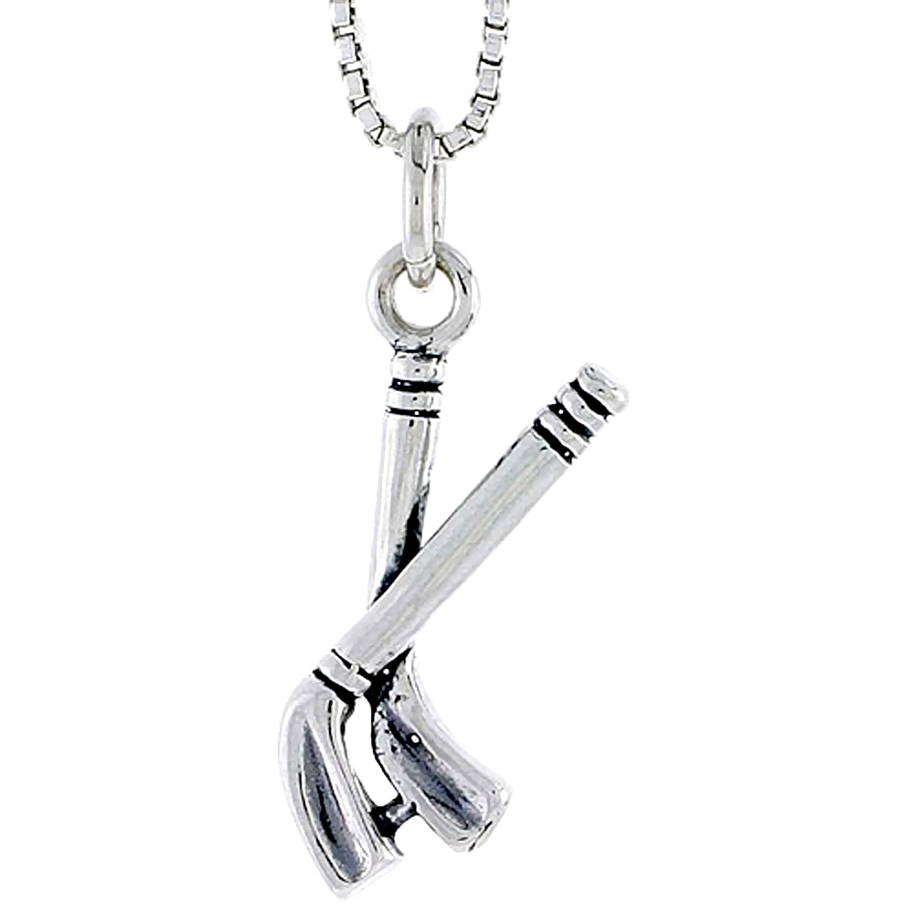 Sterling Silver Hockey Sticks Charm, 3/4 inch tall