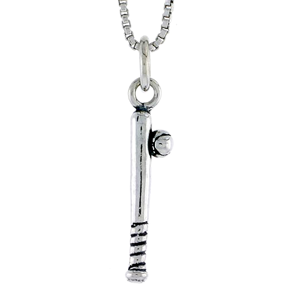 Sterling Silver Baseball Bat Charm, 3/4 inch tall