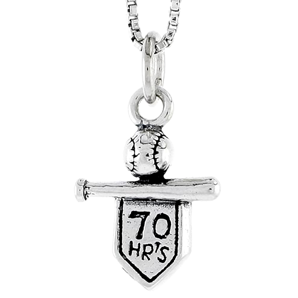 Sterling Silver Baseball Bat & 70-Hour Season Sign Charm, 1/2 inch tall