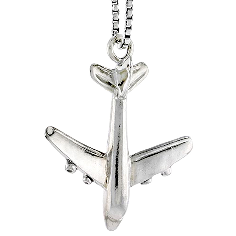 Sterling Silver Airplane Charm, 3/4 inch tall