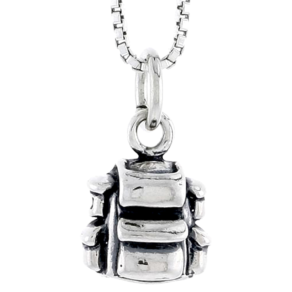 Sterling Silver Back Pack Charm, 3/8 inch tall