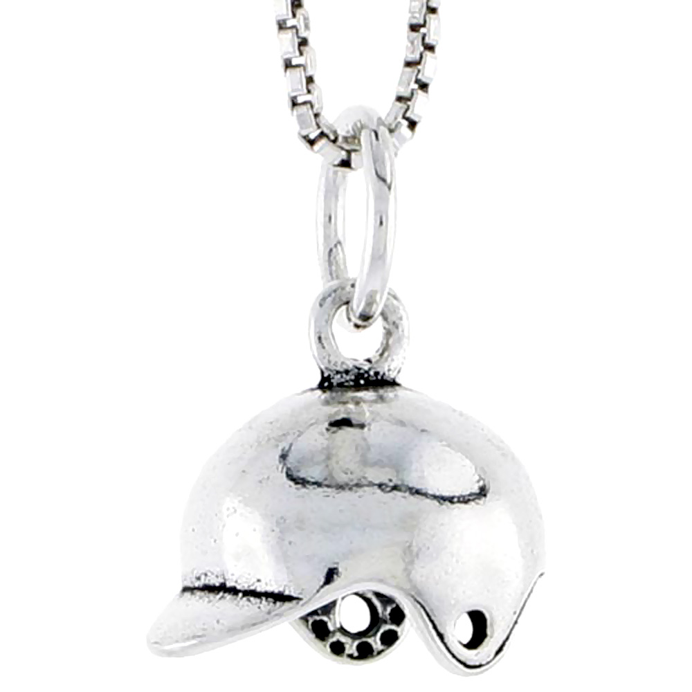 Sterling Silver Softball Helmet Charm, 3/8 inch tall