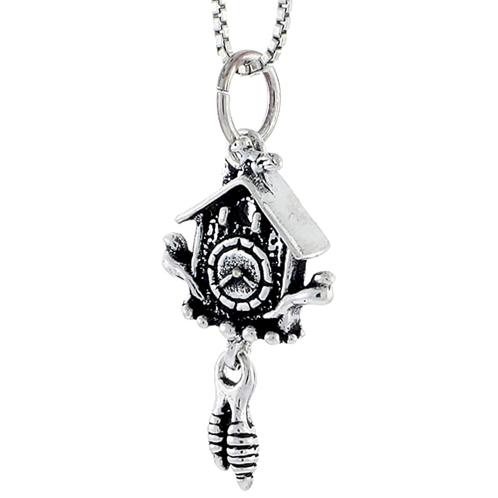 Sterling Silver Cuckoo Clock Charm, 1 inch tall