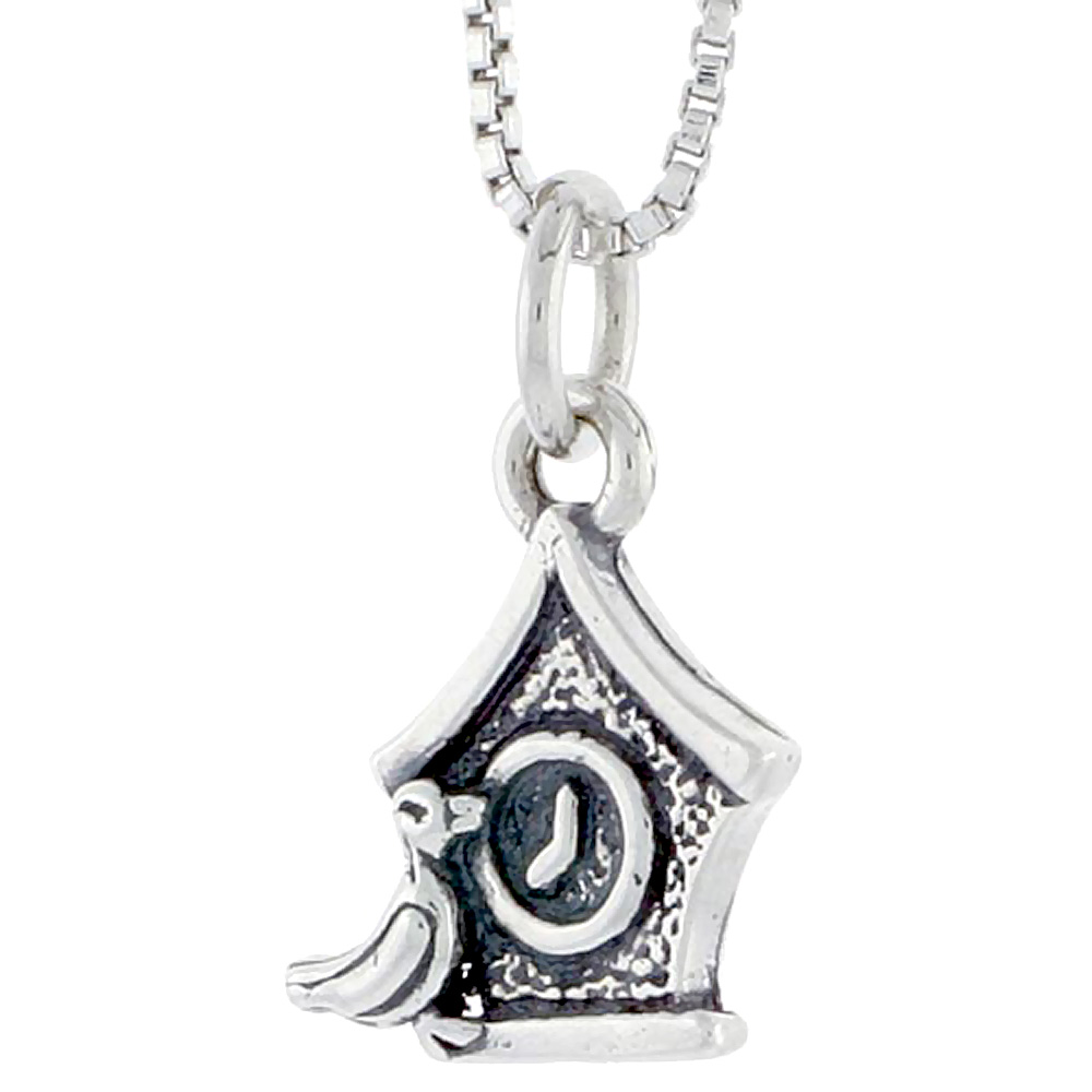 Sterling Silver Cuckoo Clock Charm, 1/2 inch tall