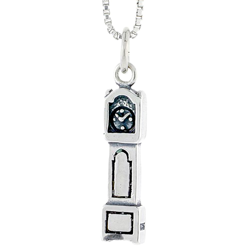 Sterling Silver Grandfather Clock Charm, 3/4 inch tall