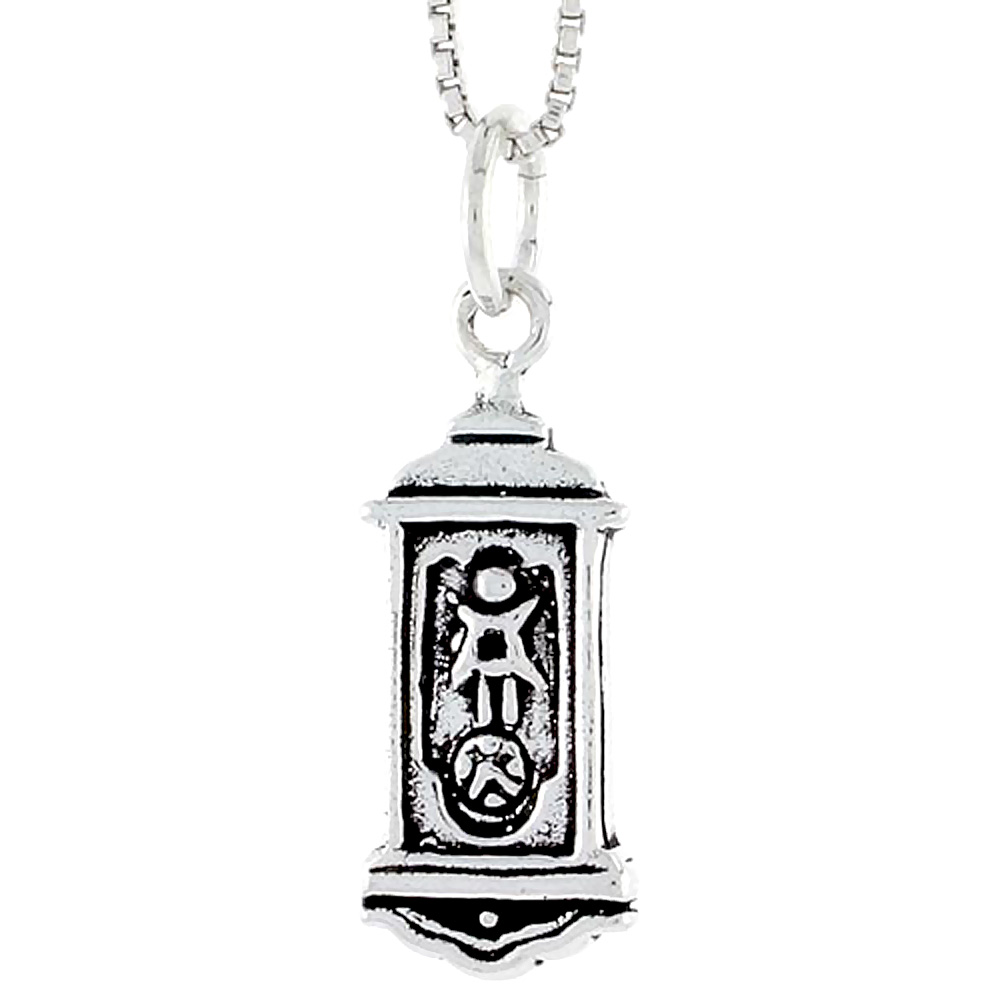 Sterling Silver Grandfather Clock Charm, 3/4 inch tall