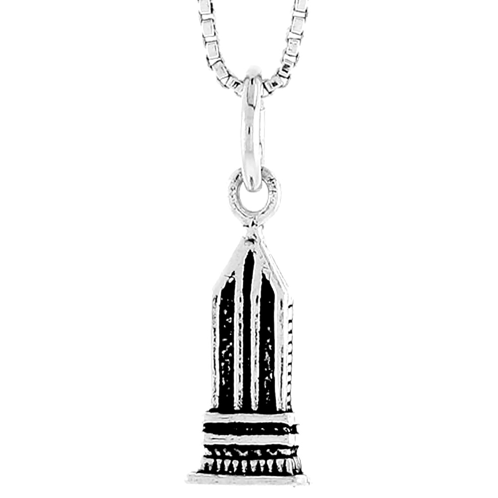 Sterling Silver Skyscraper Charm, 1/2 inch tall