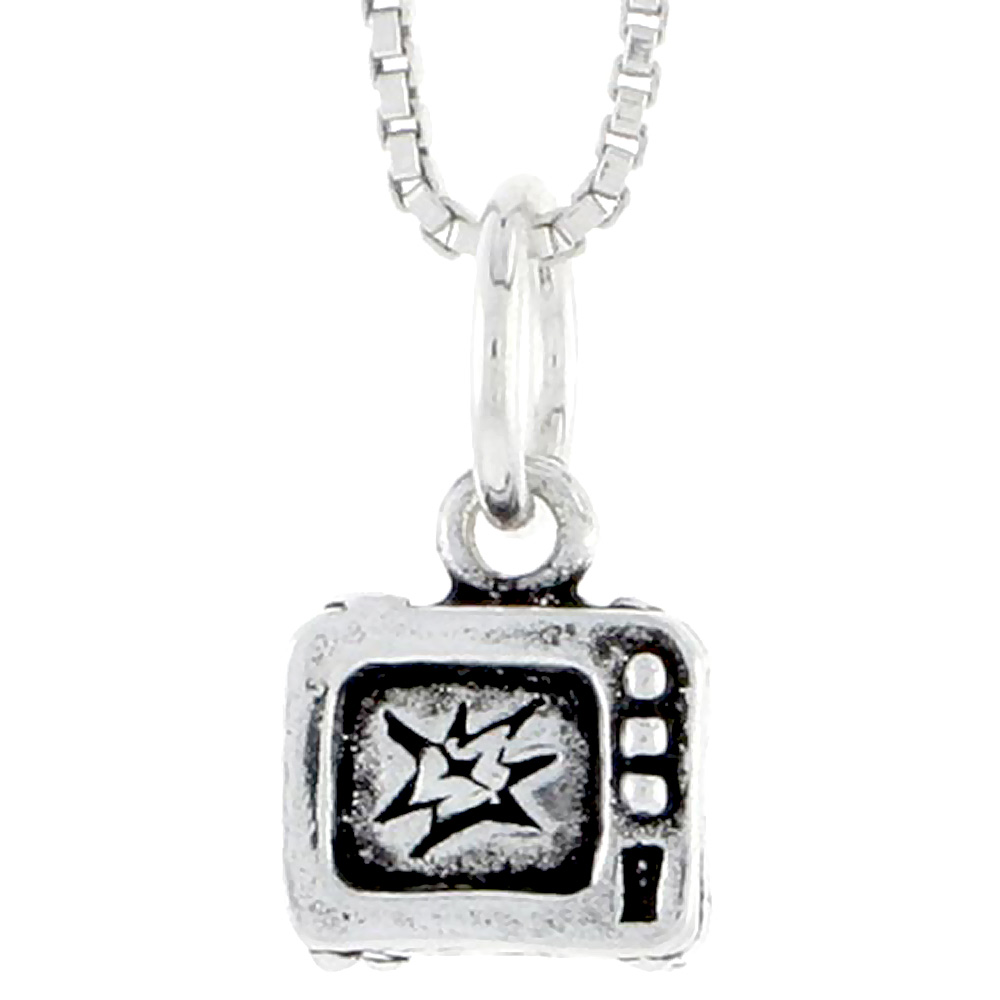 Sterling Silver Broken TV Set Charm, 5/16 inch tall