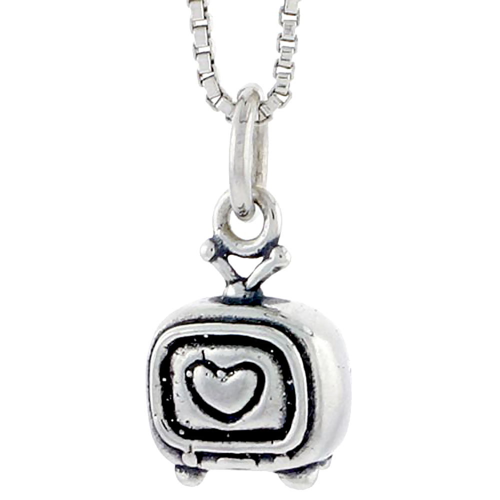 Sterling Silver Television Charm, 5/16 inch tall