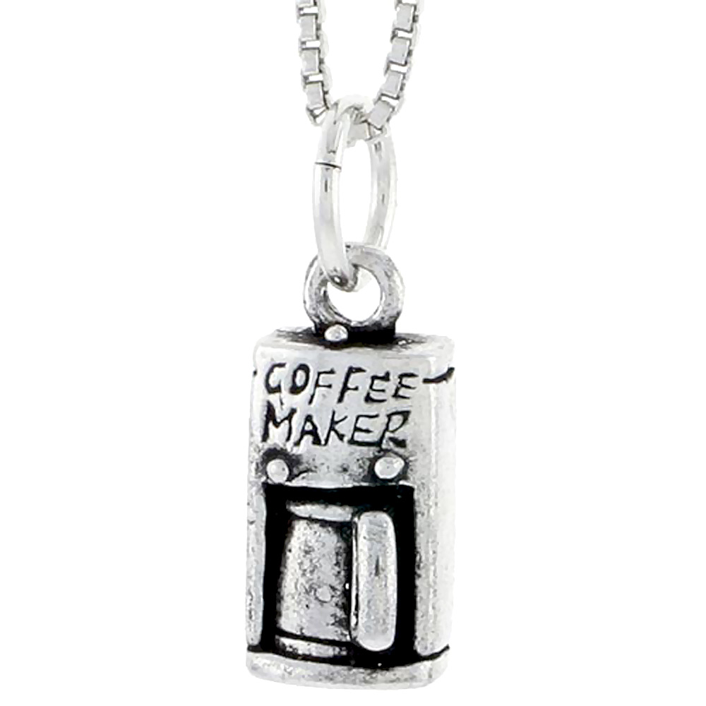 Sterling Silver Coffee Maker Charm, 1/2 inch tall