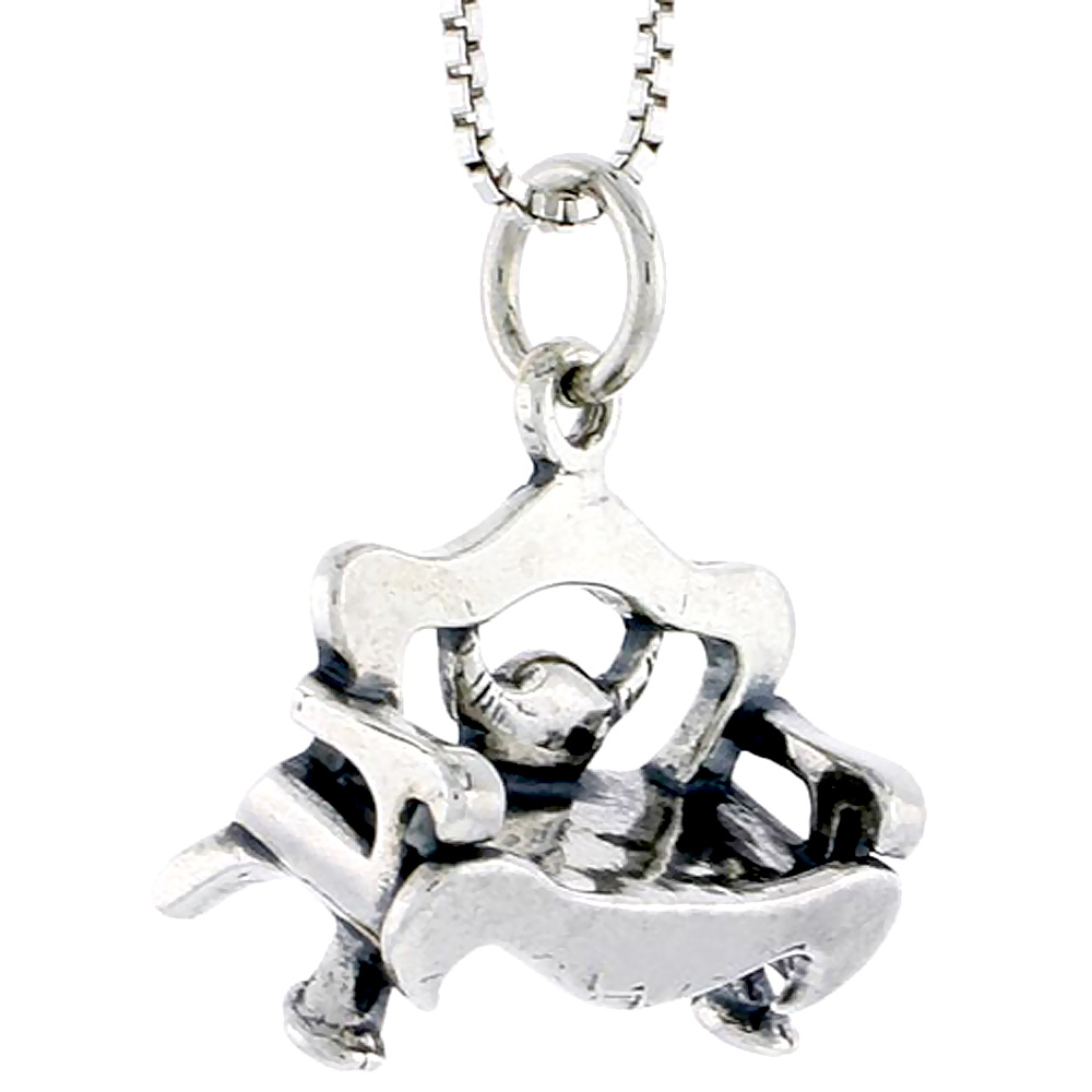 Sterling Silver Park Bench Charm, 1/2 inch tall