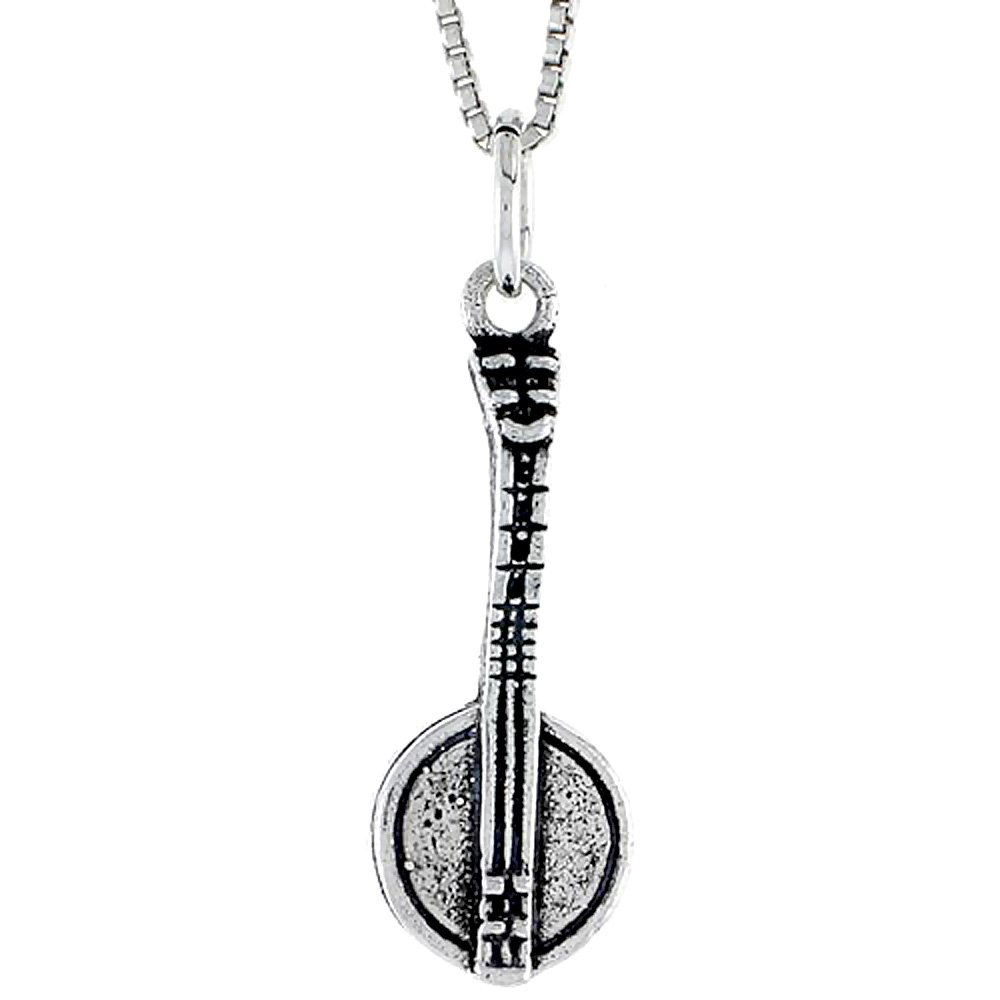 Sterling Silver Banjo Charm, 1 inch tall