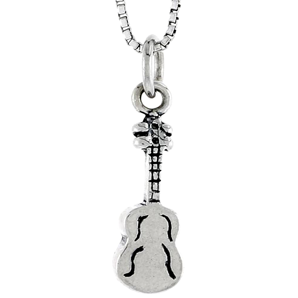 Sterling Silver Guitar Charm, 5/8 inch tall