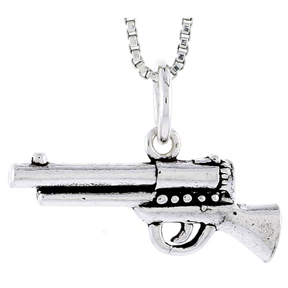 Sterling Silver Pistol Charm, 7/8 inch wide