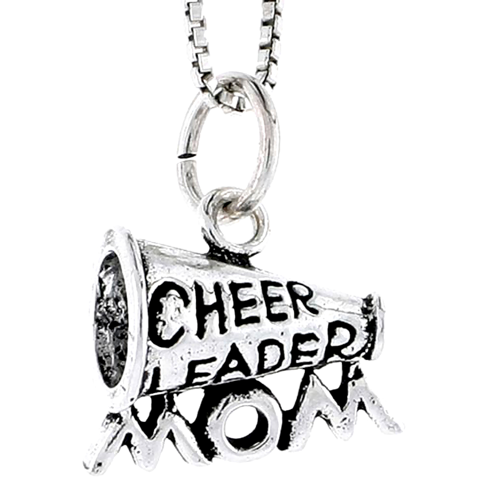 Sterling Silver Cheerleader Mom Megaphone Charm, 1/2 inch wide