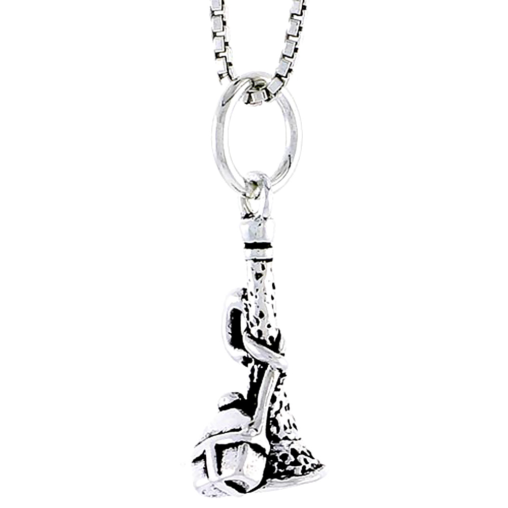 Sterling Silver Army Trumpet Charm, 5/8 inch tall