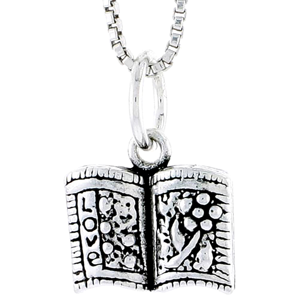 Sterling Silver Book of Love Charm, 3/8 inch tall