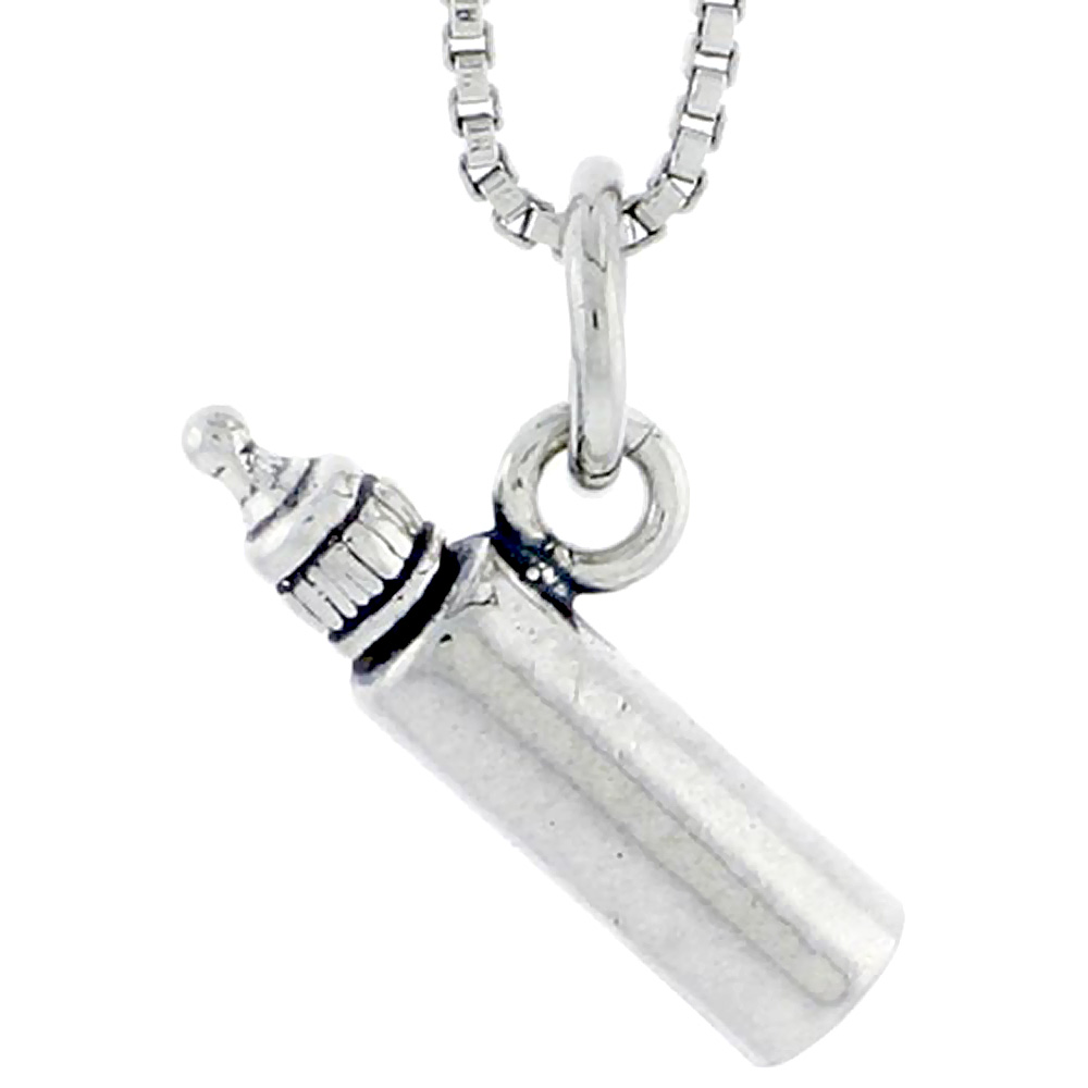 Sterling Silver Baby Bottle Charm, 5/8 inch wide