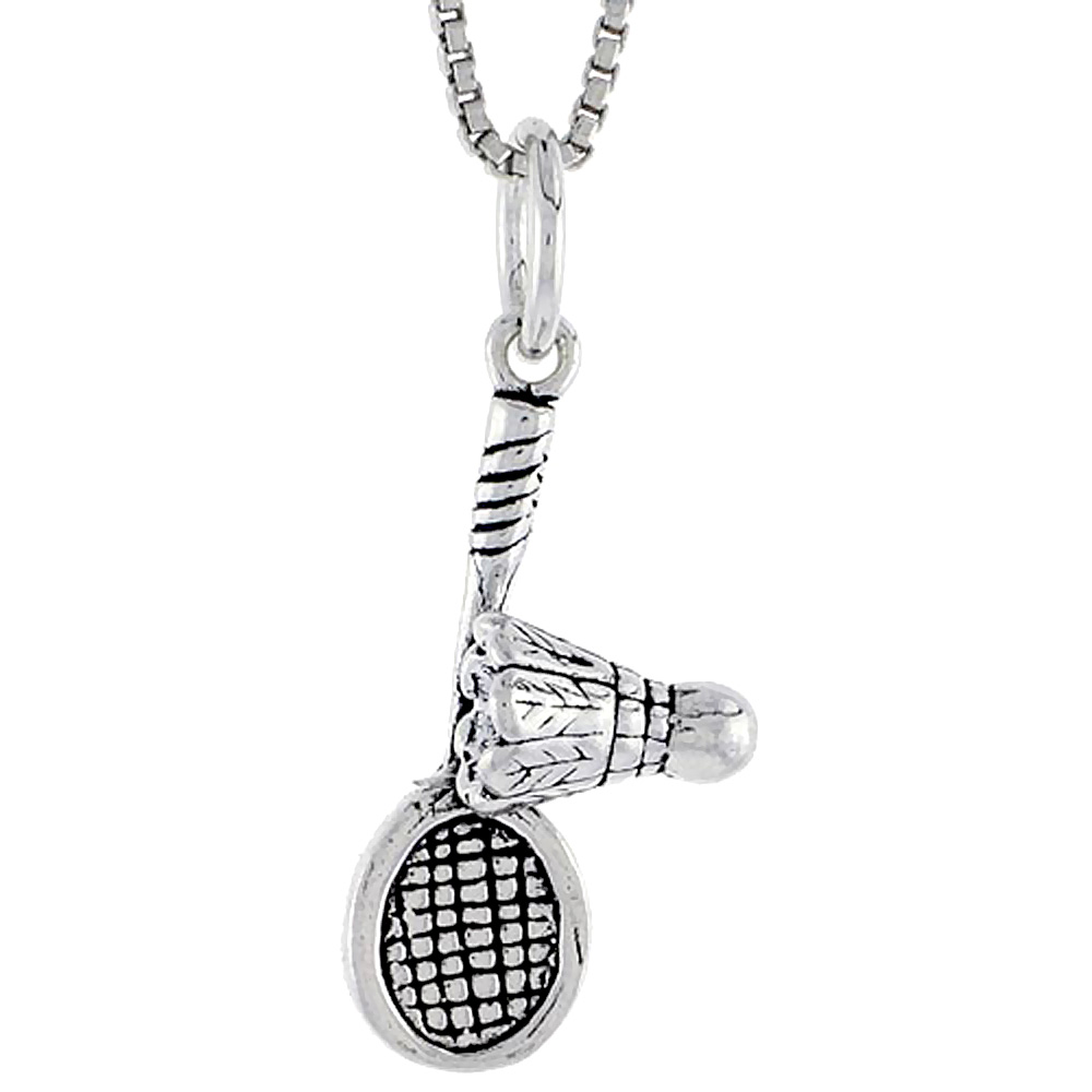 Sterling Silver Badminton Racquet & Birdie Charm, 5/8 inch wide