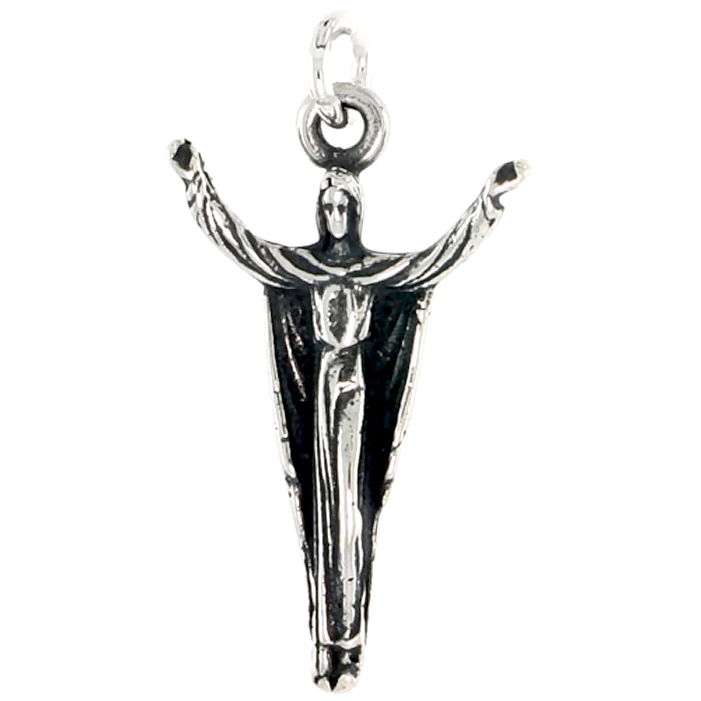 Sterling Silver Resurrected Jesus Christ Charm, 7/8 tall