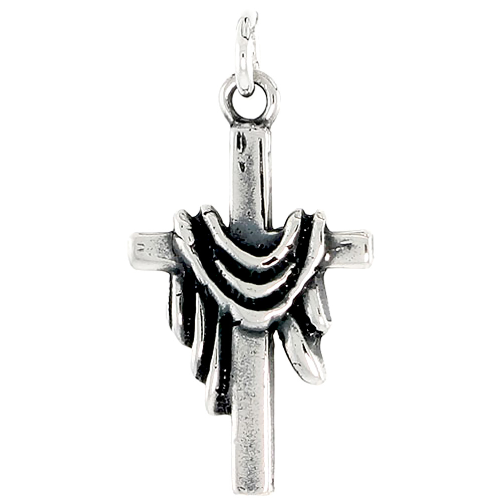 Sterling Silver Robed Cross Charm, 3/4 inch tall