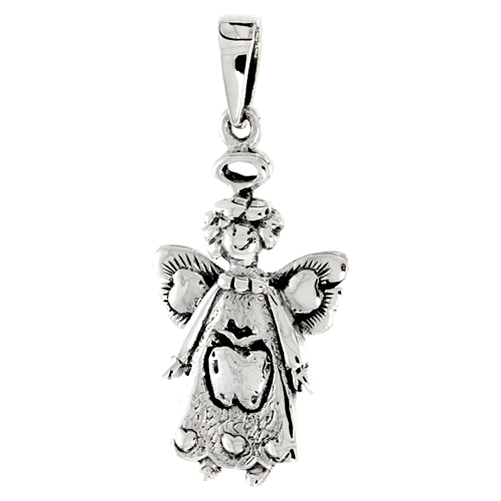 Sterling Silver Happy Apple Fairy Charm, 1 inch tall