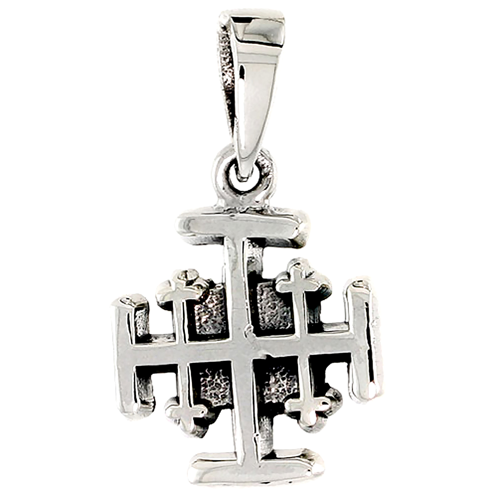 Sterling Silver Jerusalem Cross Charm, 5/8 inch tall