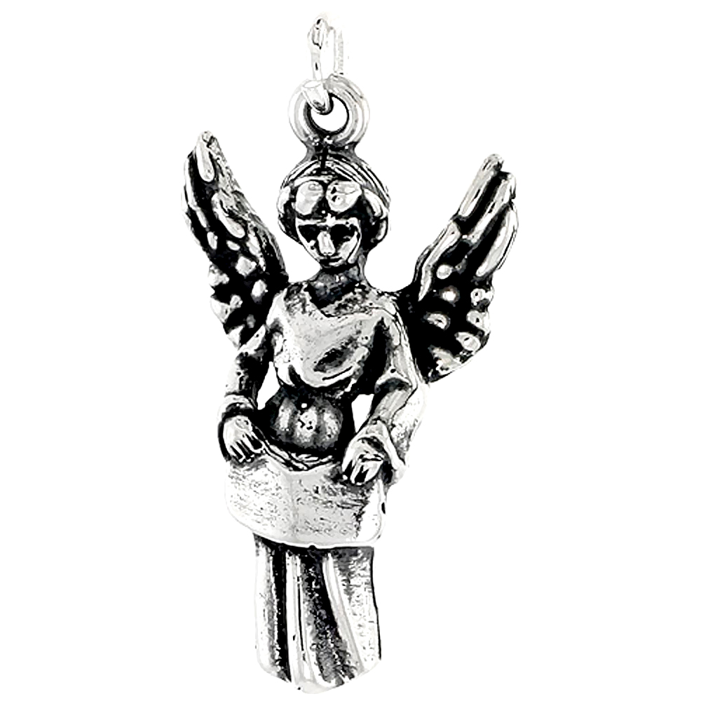 Sterling Silver Guardian Angel Charm, 1 inch tall