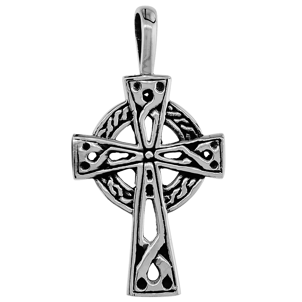 Sterling Silver Celtic Cross Charm, 1 1/4 inch