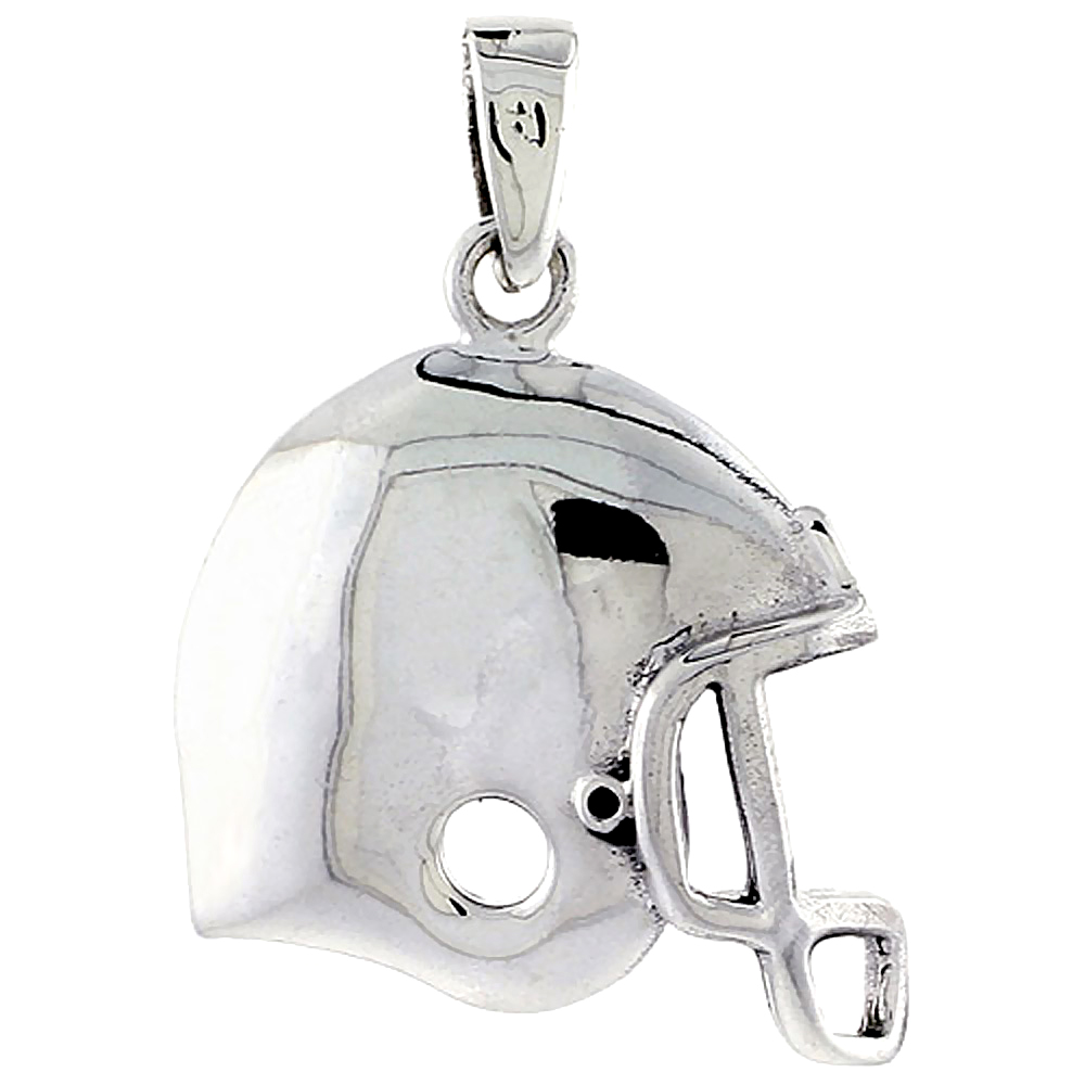 Sterling Silver Football Helmet Charm, 7/8 inch tall