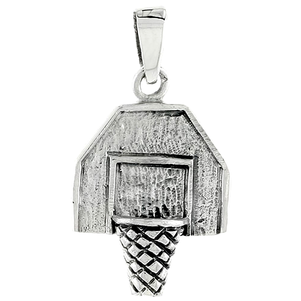 Sterling Silver Basketball Board Charm, 3/4 inch tall