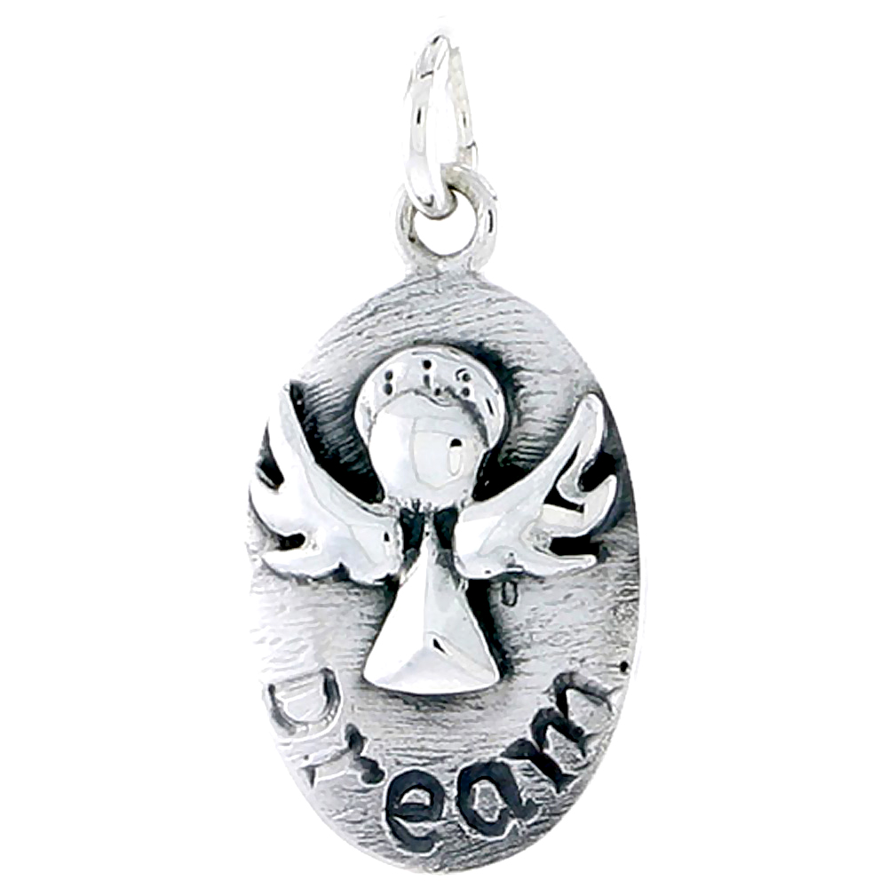 Sterling Silver Guardian Angel DREAM Inspirational Charm, 3/4 inch tall