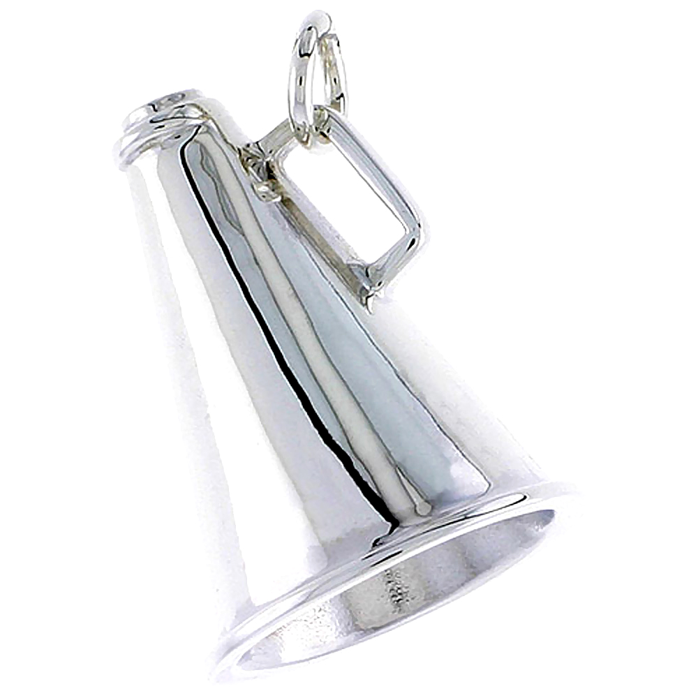 Sterling Silver Megaphone Charm, 1 inch tall