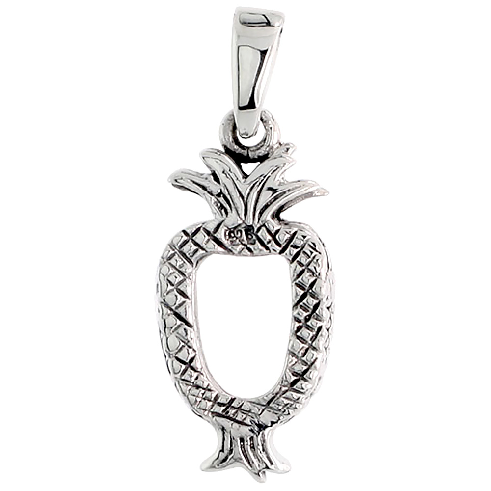 Sterling Silver Mini Photo Frame Pineapple Cut-out Charm, 3/4 inch tall